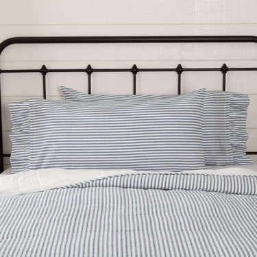 Sawyer Mill Blue Ticking Stripe King Pillow Case Set of 2 21x40 VHC Brands - The Fox Decor